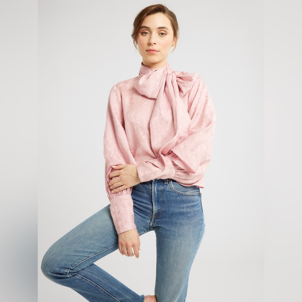NWT Mille GiGi Jacquard Long Sleeve Blouse - Picture 2 of 9